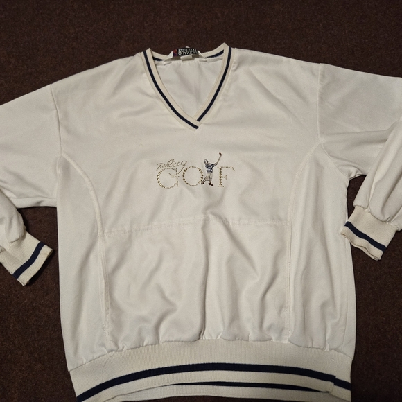 quantum sportswear Sweaters - Vintage Quatum Sportswear Golf Wondbreaker Pullover White Size Med "Play Golf"